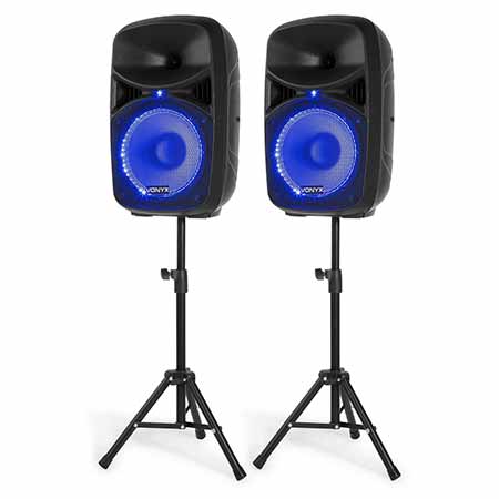 Pack 2 Amplified Sound Speakers 600W 2x300w Bluetooth Usb VONYX